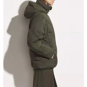 NWT Vince Hooded Puffer Down Coat, Medium, Quilted, Zip Front